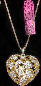 Betsey Johnson puffy stars heart necklace